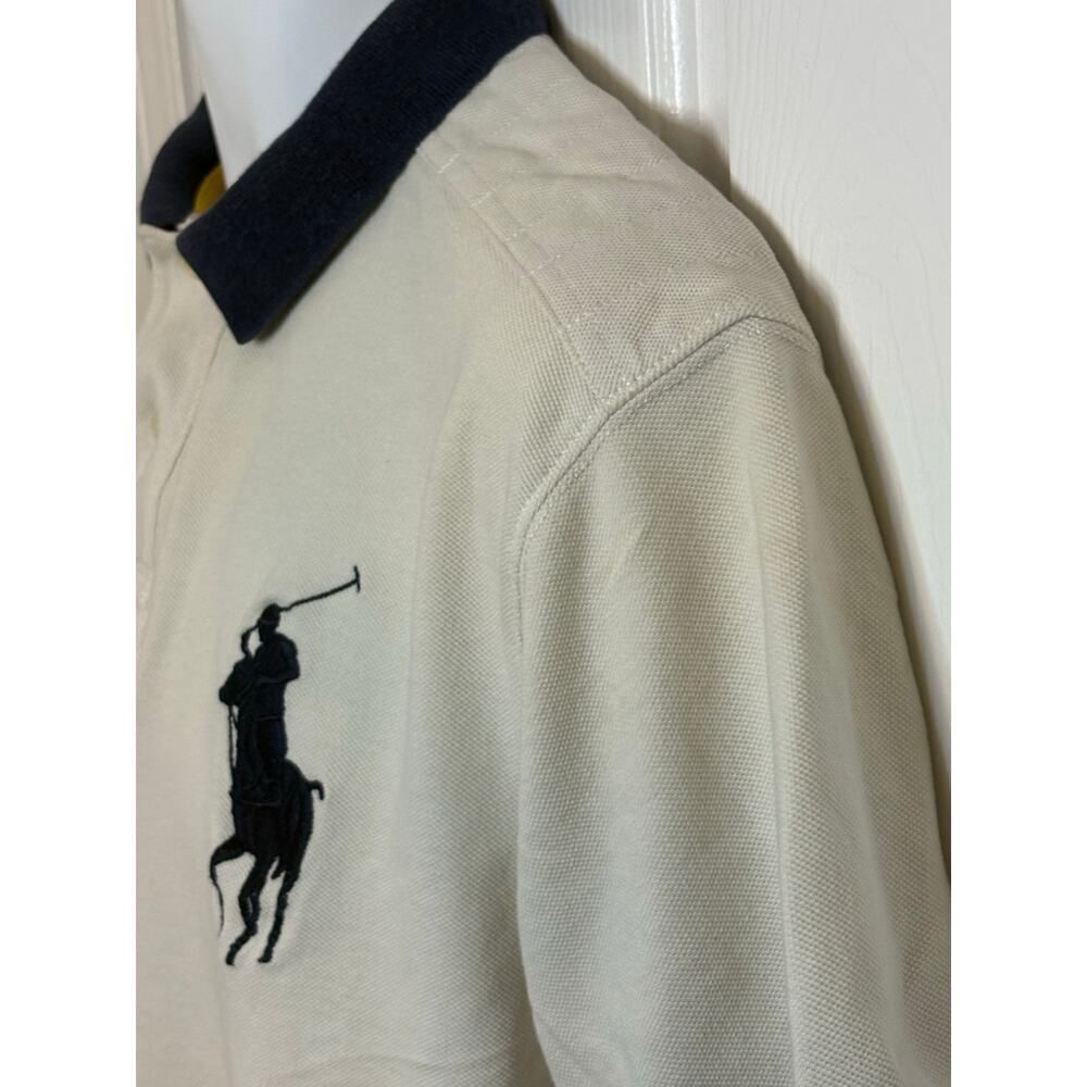 Vintage Polo by Ralph Lauren White Blue Pony Short Sleeve Polo Shirt. Size XL - Picture 4 of 7